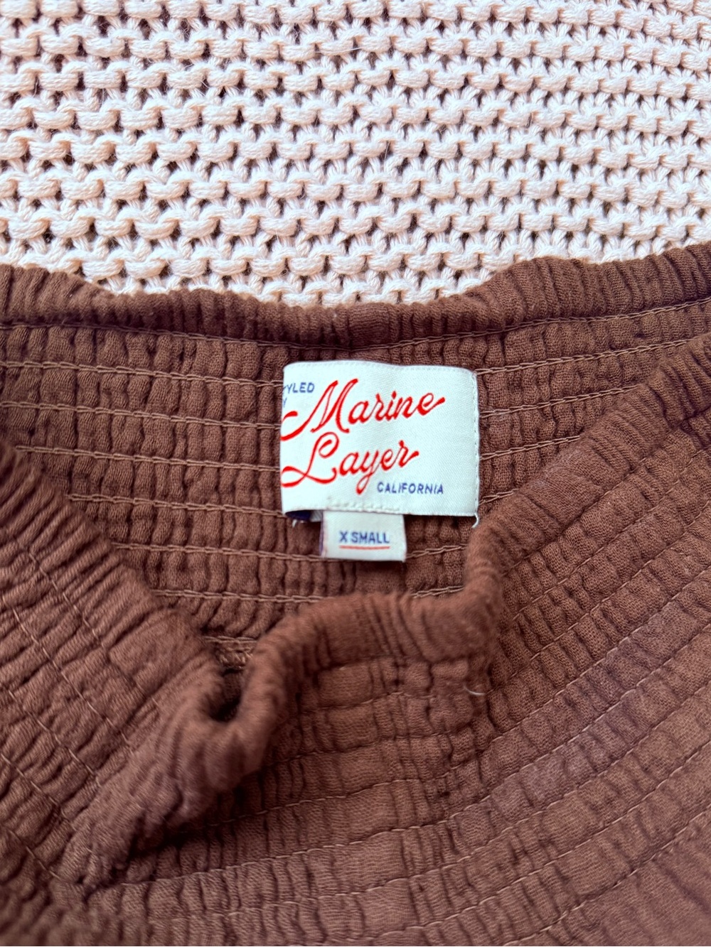 Marine Layer Cotton Gauze 2 Piece Set Brown Pants & Smocked Top XS/M - Picture 3 of 6